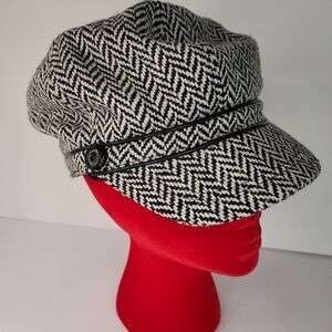 Vintage Y2K Nine & Co Nine West Brown Tweed Herringbone Newsboy Cap Hat